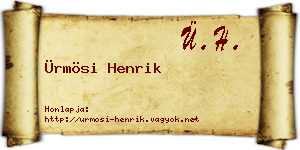 Ürmösi Henrik névjegykártya